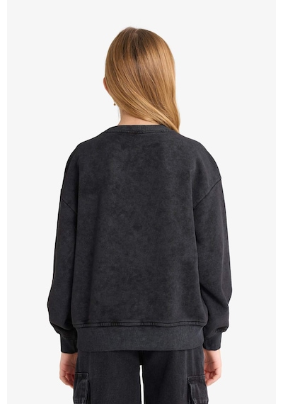 Defacto Kız Çocuk Oversize Geniş Kalıp Bisiklet Yaka Baskılı Sweatshirt G3270a825wnar104 Antrasit-ar104