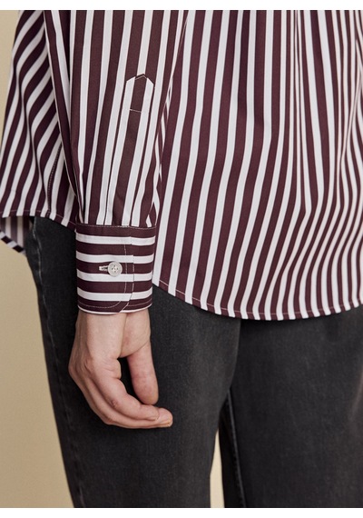Brooks Brothers Kahverengi Kadın Regular Fit Çizgili Gömlek Bbfw26fsh007 Kahve