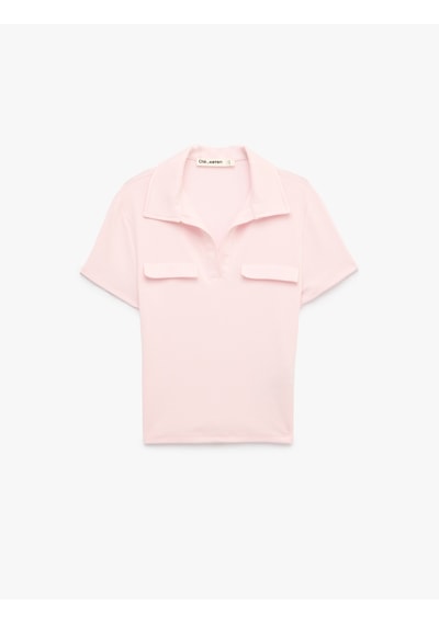 Koton Modal Karışımlı Regular Fit Cep Detaylı Kısa Kollu Polo Yaka Tişört Pembe 7wal10205ık Gül