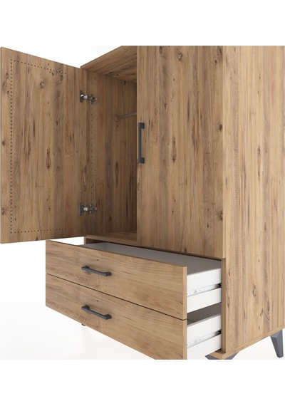 Hyperion Dolap Tek Raflı 2 Çekmeceli Tek Askılı 88x44x134 Çam-çam Atlas Çam