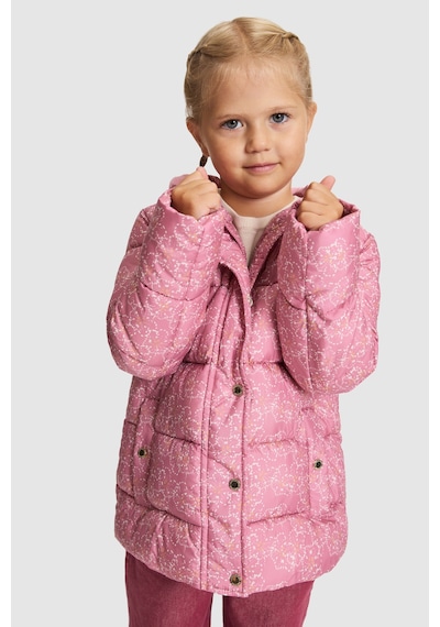 U.S. Polo Assn. Kız Çocuk Pembe Kapüşonlu Fermuarlı Çiçek Desenli Mont 50328729-vr167 Koyu Pembe