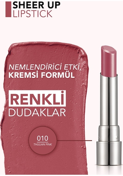 Flormar Nemlendirici Parlak Ruj (PUSLU PEMBE) - Sheer Up Sls. - 010 Thulian Pink - 8682536012089