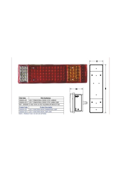 Ahmet Otomotiv 7'li Led Stop Lambası 24v 7 Fonksiyonlu Stop