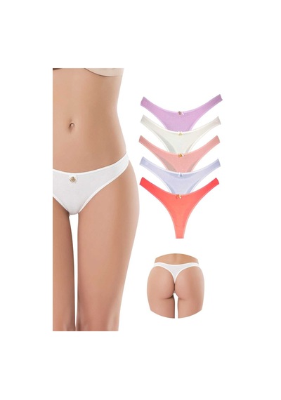 5 Adet Pamuklu Kadın Klasik Tanga Soft Renkler Çok Renkli