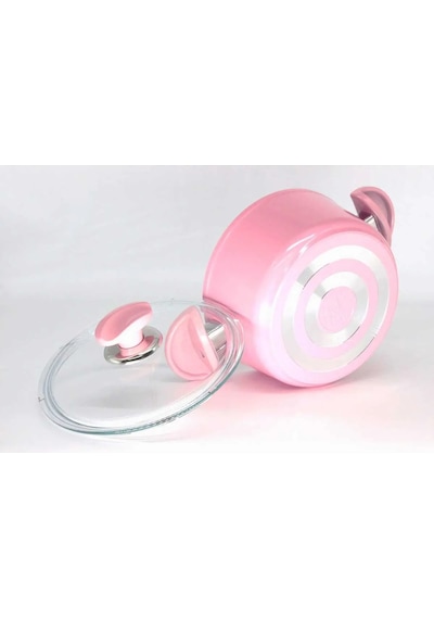 3110 - 2 Parça - Bio Granit - 28x13 Cm 6,95 Litre - Ptfe Ve Pfoa Içermeyen Derin Tencere Pembe Renk Pembe