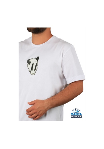 Manta MNT 2307-1 Kuru Kafa Baskılı Erkek T-Shirt-23621 Beyaz