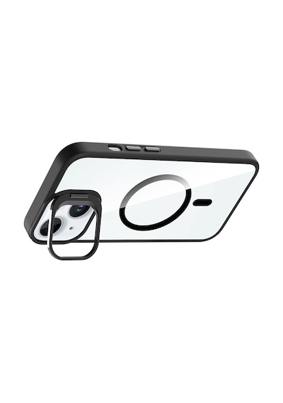 Apple iPhone Uyumlu 15 Kılıf Standlı + Kamera Lens Koruma Setli M-safe Şarj Özellikli Mkst Etro Kapak Derin Mor Derin Mor