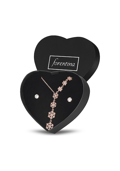Forentina Rose Kar Tanesi Kolye Küpe Set  Ps1595