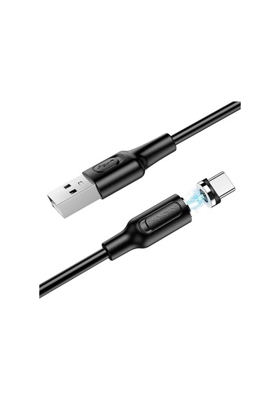 Manyetik Uçlu İphone 15 Serisi Uyumlu 1 Metre Şarj Kablo Mıknatıs Uçlu Siyah Renk Samsung Uyumlu Şarj Kablo Bx41 Usb C Type-c