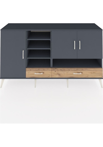 Kronos Konsol 8 Raflı 2 Çekmeceli 3 Kapaklı 176x59x99 Antrasit-an Antrasit-antrasit/çam