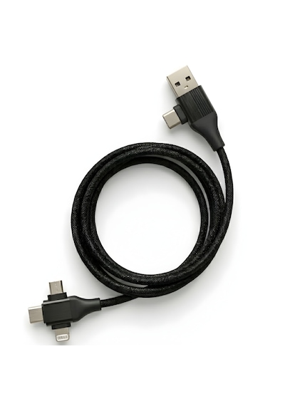 6026 Usb Type c Lightning Micro 5 İn 1 Çoklu Apple Uyumlu iPhone Samsung İçin Hızlı Şarj Kablosu 1m