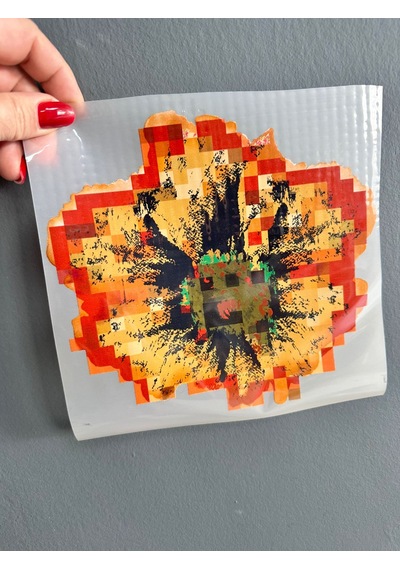 Ütü İle Yapışan Kahverengi Çiçek Transfer Baskı Arma 20x19 Cm