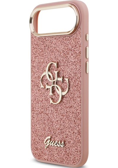 Apple Uyumlu iPhone 17 Air Kılıf Guess Lisanslı 4g Büyük Metal Kamera Çerçeveli Ve Logolu Glitter Kapak Pembe