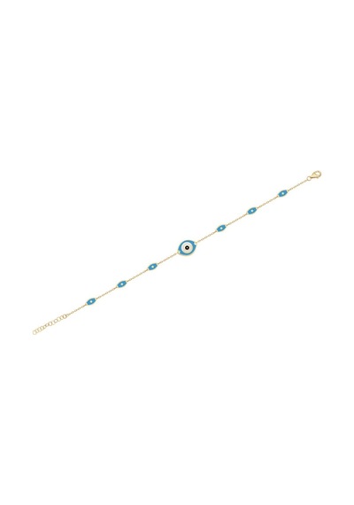 Diamond Line - Gülaylar - Sarı Altın 14 Ayar Nazar Boncuğu Bilekl Standart N11.21801 Sarı Altın