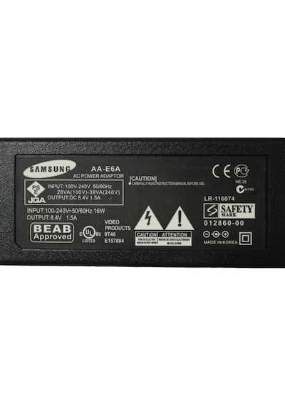 Samsung Uyumlu Aa-E6A SMX-F34BN, HMX-H100N, SC-D180, SC-D27, SC-D29, SC-D34, SC-MX20, VP-D371, SC-DX100 Kamera Şarj Cihazı