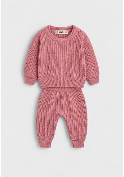 Cigit Selanik Triko Takım 1-5 Yaş Pudra Pembe