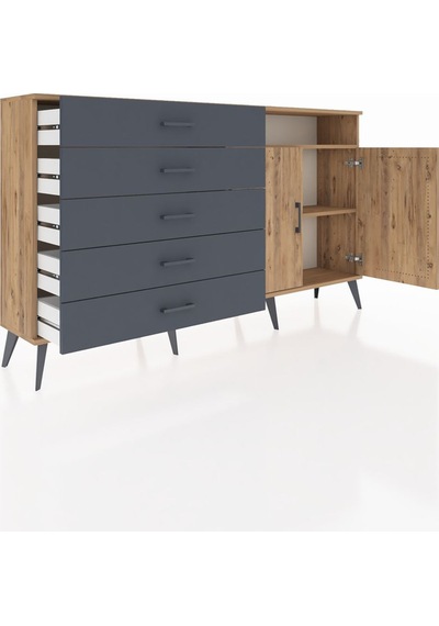 Arges Konsol 2 Raflı 5 Çekmeceli 2 Kapaklı 176x30x99 Çam-çam/antr Çam-çam/antrasit Arges Konsol 2 Raflı 5 Çekmeceli 2 Kapaklı 176x30x99 Çam-çam/antr Çam-çam/antrasit