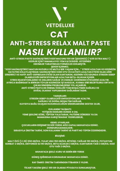 Vetdeluxe Antis Relax Malte Sakinleştirici Tüy Yumağı  Macun 100 G
