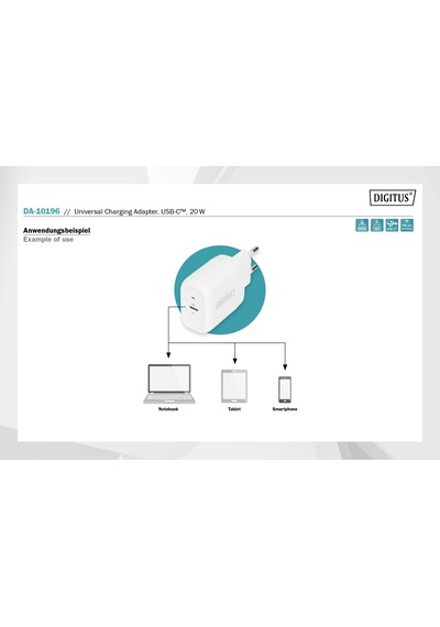 Digitus DA-10196 20 W Pd 3.0 Sb-c Şarj Adaptörü Beyaz