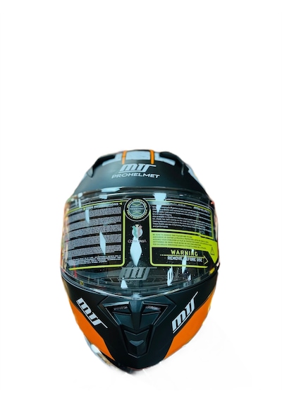 Mts 966 Fc5 Mat Black Çene Açılır Güneş Vizörlü Motosiklet Kaskı Kapalı Siyah-Beyaz Turuncu Siyah