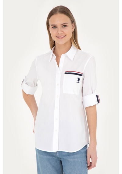 U.s. Polo Assn. Kadın Beyaz Gömlek Desenli 50283571-vr013 Beyaz