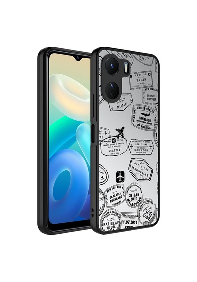 Noktaks - Vivo Y16 Uyumlu Kılıf Aynalı Desenli Kamera Korumalı Parlak Mirror Kapak - Seyahat - T26840