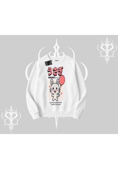Startmore Biskilet Sweatshirt Usagi Kawaii Cute Heart Energy Beyaz