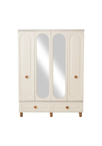 Perla 4 Kapaklı %100 Mdf Elbise Dolabı Gardrop 154x54x212 Ekru