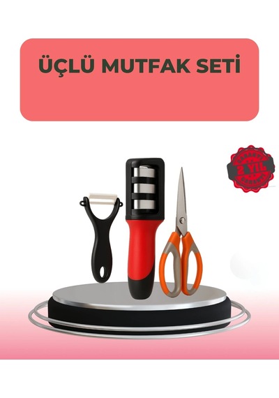 3 Parçalı Çok Fonksiyonlu Mutfak Makas Seti Paslanmaz Çelik Ergonomik Tasarım Çok Renkli