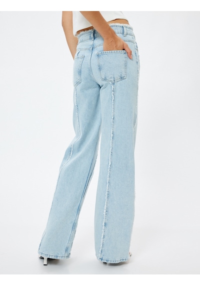 Koton Püsküllü Geniş Paça Kot Pantolon Cepli Asimetrik Dikiş Detaylı - Bianca Wide Leg Jeans Açık İndigo 4sal40484md Açık İndigo Koton Püsküllü Geniş Paça Kot Pantolon Cepli Asimetrik Dikiş Detaylı - Bianca Wide Leg Jeans Açık İndigo 4sal40484md Açık İndigo
