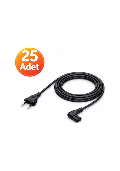 25 Adet - 90 Derece L Uç Teyp Radyo Fişi Ps5 Ps4 Ps3 Xbox One S X Power Güç Kablosu - 1.5m