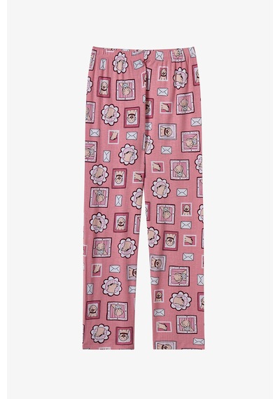 Penti Kız Çocuk Pembe Kind Mailing Köpek Desenli Uzun Kollu Gömlek Pantolon Pijama Takımı Pk39