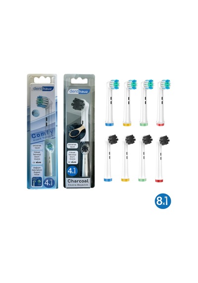 Comfy + Charcoal Yumuşak Oral-b Uyumlu Yedek Diş Fırçası Başlıkları