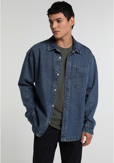 Colin's Colins Oversize Fit Erkek Mid İndigo Denim Shacket Cl1082681 Q1.v1 Dn45149