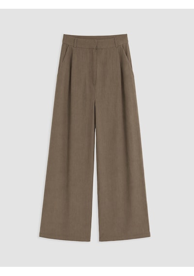Lcw Comfort Haki Geniş Paça Pileli Kadın Kumaş Pantolon