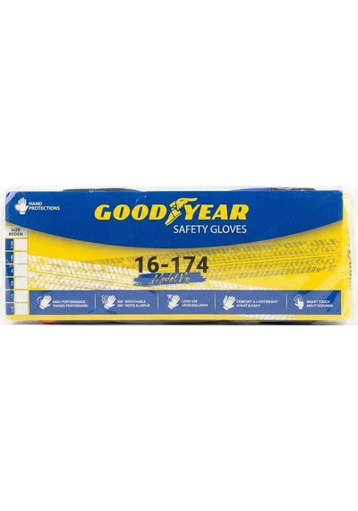 Goodyear 16-174 İş Eldiveni, Güvenlik Eldiveni, En 407 En 420 En 388 Sertifikalı, 12 Çift