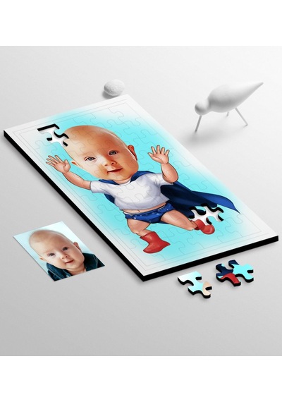 Kişiye Özel Bebek Karikatür 104 Parça Ahşap Puzzle - 3