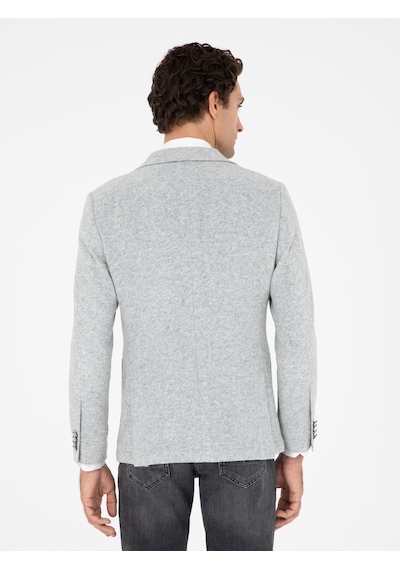 Cacharel Açık Gri Slim Fit Yün Karışımlı Spor Ceket