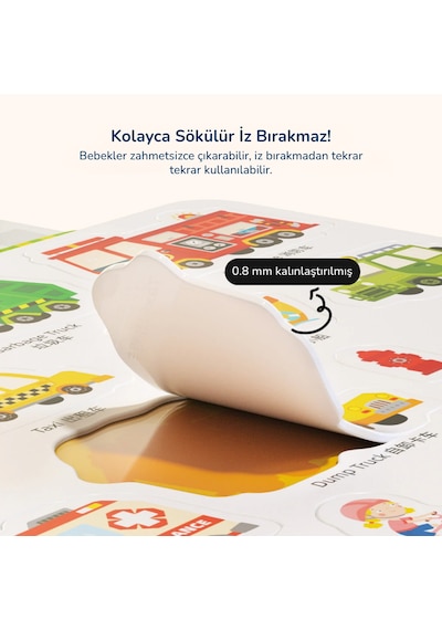 Mideer Yeniden Kullanılabilir Jel Çıkartma Seti - Hareketli Trafik