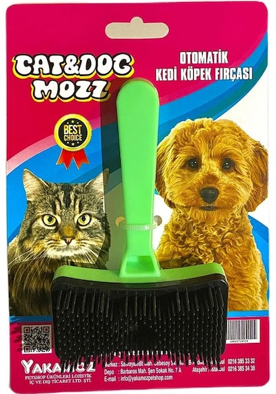Cat&Dogmozz Otomatik Tek Tuşla Temizlenebilen Kedi Köpek Fırçası Çok Renkli