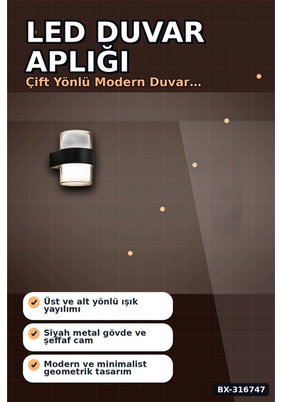 Led Duvar Apliği 12w 3200k Gün Işığı Ip54 Dış Mekan Bahçe Aydınlatması Bx-316747 Rekli