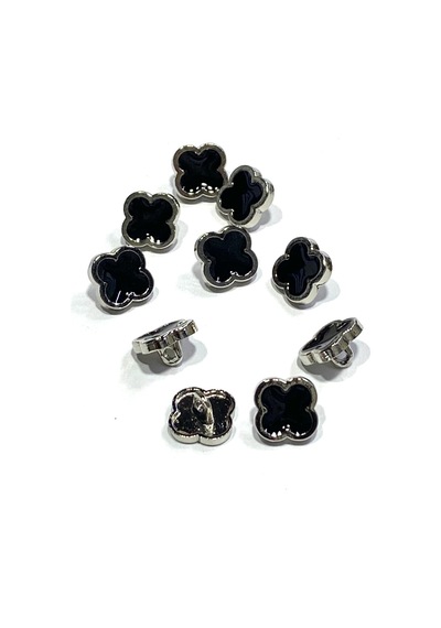 Bluz Düğmesi/ Metal Bluz Gömlek Düğmesi/ 1,1 Cm / Gümüş Siyah Mineli/ 10 Adet