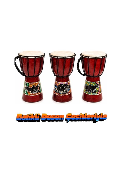 Djembe Davul Darbuka Renkli Afrika El Yapımı 25cm Çocuk Bongo Kongo No.2