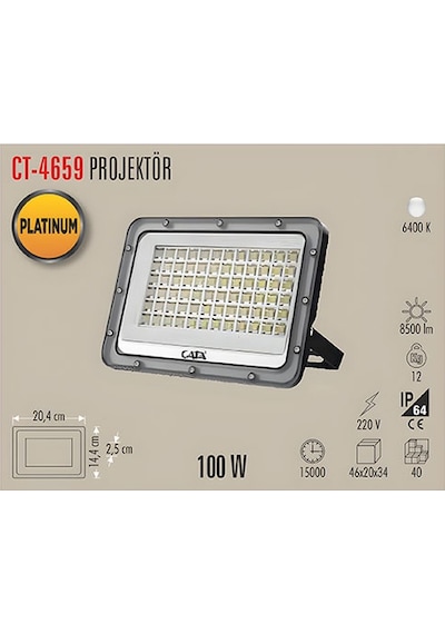 Cata CT-4662 150W Slim Led Projektör 6400K Beyaz Işık