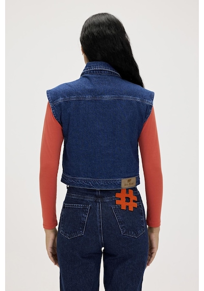 Bad Bear Joanne İndigo Kadın Denim Yelek Koyu Mavi