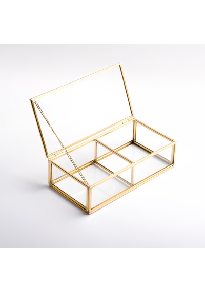 2 Bölmeli Cam Organizer Pirinç & Gold
