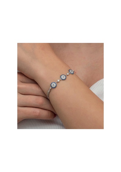 Gümüş Üçlü Nazar Kadın Bileklik Gümüş Gümüş