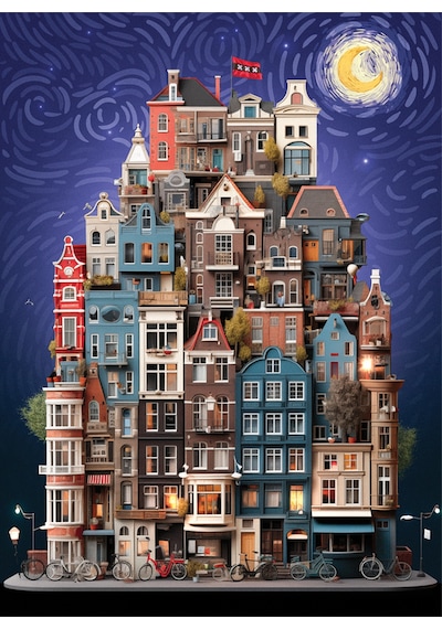 Anatolian 1000 Parçalık Puzzle - Amsterdam Starry Night 1183