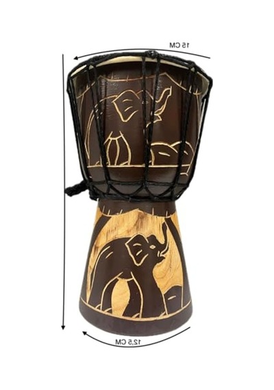 El Yapımı Otantik Djembe Davul, 25 Cm Mahoni Ve Deri