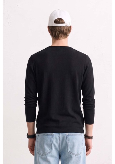Barrels And Oıl Erkek Bisiklet Yaka İnce Sweatshirt 5074 - Siyah Siyah